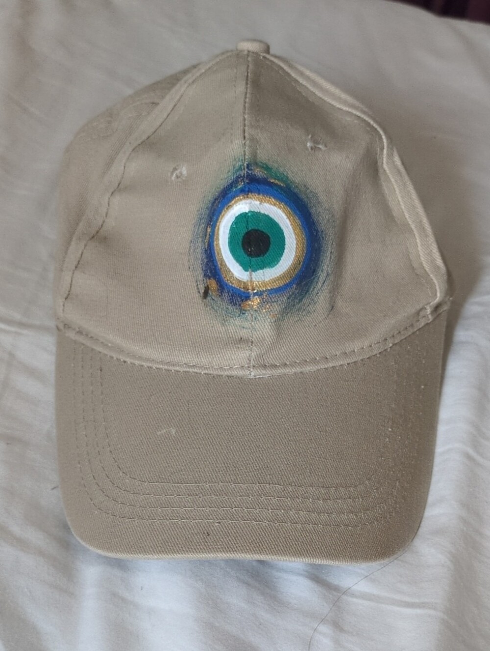 Beige Evil Eye Baseball Cap - From Greece! 🧿